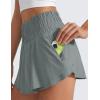 imageCRZ YOGA Athletic Shorts for Women High Waisted Flowy Ruffle Skirt Overlay for Workout Running Tennis with Zip PocketGrey Sage