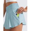 imageCRZ YOGA Athletic Shorts for Women High Waisted Flowy Ruffle Skirt Overlay for Workout Running Tennis with Zip PocketLight Grayish Blue