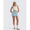 imageCRZ YOGA Athletic Shorts for Women High Waisted Flowy Ruffle Skirt Overlay for Workout Running Tennis with Zip PocketLight Grayish Blue