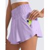 imageCRZ YOGA Athletic Shorts for Women High Waisted Flowy Ruffle Skirt Overlay for Workout Running Tennis with Zip PocketLilac