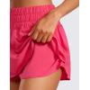 imageCRZ YOGA Athletic Shorts for Women High Waisted Flowy Ruffle Skirt Overlay for Workout Running Tennis with Zip PocketLip Gloss Pink