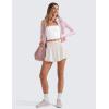 imageCRZ YOGA Athletic Shorts for Women High Waisted Flowy Ruffle Skirt Overlay for Workout Running Tennis with Zip PocketMilky White Bone
