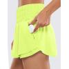 imageCRZ YOGA Athletic Shorts for Women High Waisted Flowy Ruffle Skirt Overlay for Workout Running Tennis with Zip PocketNeon Yellow