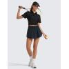 imageCRZ YOGA Athletic Shorts for Women High Waisted Flowy Ruffle Skirt Overlay for Workout Running Tennis with Zip PocketTrue Navy