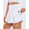 imageCRZ YOGA Athletic Shorts for Women High Waisted Flowy Ruffle Skirt Overlay for Workout Running Tennis with Zip PocketWhite