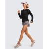 imageCRZ YOGA Lightweight Long Sleeve Workout Shirts for Women Gym Running Fall Tshirts High Neck Athletic Training TopsBlack