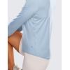 imageCRZ YOGA Lightweight Long Sleeve Workout Shirts for Women Gym Running Fall Tshirts High Neck Athletic Training TopsBlue Linen