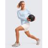 imageCRZ YOGA Lightweight Long Sleeve Workout Shirts for Women Gym Running Fall Tshirts High Neck Athletic Training TopsBlue Linen