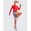 imageCRZ YOGA Lightweight Long Sleeve Workout Shirts for Women Gym Running Fall Tshirts High Neck Athletic Training TopsDeep Red