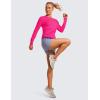 imageCRZ YOGA Lightweight Long Sleeve Workout Shirts for Women Gym Running Fall Tshirts High Neck Athletic Training TopsGranita Pink