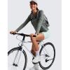 imageCRZ YOGA Lightweight Long Sleeve Workout Shirts for Women Gym Running Fall Tshirts High Neck Athletic Training TopsGrey Sage
