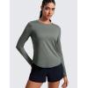 imageCRZ YOGA Lightweight Long Sleeve Workout Shirts for Women Gym Running Fall Tshirts High Neck Athletic Training TopsGrey Sage