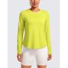 imageCRZ YOGA Lightweight Long Sleeve Workout Shirts for Women Gym Running Fall Tshirts High Neck Athletic Training TopsLuminous Yellow