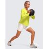 imageCRZ YOGA Lightweight Long Sleeve Workout Shirts for Women Gym Running Fall Tshirts High Neck Athletic Training TopsLuminous Yellow