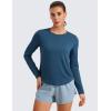 imageCRZ YOGA Lightweight Long Sleeve Workout Shirts for Women Gym Running Fall Tshirts High Neck Athletic Training TopsNight Blue Heather