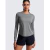 imageCRZ YOGA Lightweight Long Sleeve Workout Shirts for Women Gym Running Fall Tshirts High Neck Athletic Training TopsPlatinum Heather