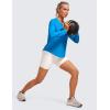 imageCRZ YOGA Lightweight Long Sleeve Workout Shirts for Women Gym Running Fall Tshirts High Neck Athletic Training TopsPoolside Blue