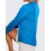 imageCRZ YOGA Lightweight Long Sleeve Workout Shirts for Women Gym Running Fall Tshirts High Neck Athletic Training TopsPoolside Blue