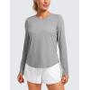 imageCRZ YOGA Lightweight Long Sleeve Workout Shirts for Women Gym Running Fall Tshirts High Neck Athletic Training TopsSilver Gray