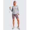 imageCRZ YOGA Lightweight Long Sleeve Workout Shirts for Women Gym Running Fall Tshirts High Neck Athletic Training TopsSilver Mist