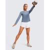 imageCRZ YOGA Lightweight Long Sleeve Workout Shirts for Women Gym Running Fall Tshirts High Neck Athletic Training TopsSlate Blue
