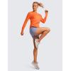 imageCRZ YOGA Lightweight Long Sleeve Workout Shirts for Women Gym Running Fall Tshirts High Neck Athletic Training TopsSweet Orange