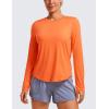 imageCRZ YOGA Lightweight Long Sleeve Workout Shirts for Women Gym Running Fall Tshirts High Neck Athletic Training TopsSweet Orange