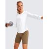 imageCRZ YOGA Lightweight Long Sleeve Workout Shirts for Women Gym Running Fall Tshirts High Neck Athletic Training TopsWhite