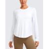 imageCRZ YOGA Lightweight Long Sleeve Workout Shirts for Women Gym Running Fall Tshirts High Neck Athletic Training TopsWhite