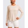 imageCRZ YOGA Lightweight Long Sleeve Workout Shirts for Women Gym Running Fall Tshirts High Neck Athletic Training TopsWhite Opal