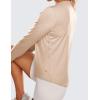 imageCRZ YOGA Lightweight Long Sleeve Workout Shirts for Women Gym Running Fall Tshirts High Neck Athletic Training TopsWhite Opal