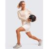 imageCRZ YOGA Lightweight Long Sleeve Workout Shirts for Women Gym Running Fall Tshirts High Neck Athletic Training TopsWhite Opal