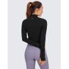 imageCRZ YOGA Womens Butterluxe Long Sleeve Workout Shirts Half Quarter Zip Sweatshirt Athletic Crop Tops Collared TShirtsBlack
