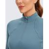 imageCRZ YOGA Womens Butterluxe Long Sleeve Workout Shirts Half Quarter Zip Sweatshirt Athletic Crop Tops Collared TShirtsBlue Ashes