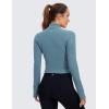 imageCRZ YOGA Womens Butterluxe Long Sleeve Workout Shirts Half Quarter Zip Sweatshirt Athletic Crop Tops Collared TShirtsBlue Ashes