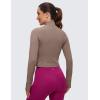 imageCRZ YOGA Womens Butterluxe Long Sleeve Workout Shirts Half Quarter Zip Sweatshirt Athletic Crop Tops Collared TShirtsBrown Purple