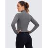 imageCRZ YOGA Womens Butterluxe Long Sleeve Workout Shirts Half Quarter Zip Sweatshirt Athletic Crop Tops Collared TShirtsDark Carbon