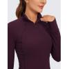 imageCRZ YOGA Womens Butterluxe Long Sleeve Workout Shirts Half Quarter Zip Sweatshirt Athletic Crop Tops Collared TShirtsDeep Purple