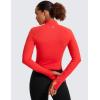 imageCRZ YOGA Womens Butterluxe Long Sleeve Workout Shirts Half Quarter Zip Sweatshirt Athletic Crop Tops Collared TShirtsDeep Red