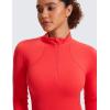 imageCRZ YOGA Womens Butterluxe Long Sleeve Workout Shirts Half Quarter Zip Sweatshirt Athletic Crop Tops Collared TShirtsDeep Red