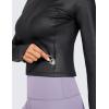 imageCRZ YOGA Womens Butterluxe Long Sleeve Workout Shirts Half Quarter Zip Sweatshirt Athletic Crop Tops Collared TShirtsFaux Leather Black