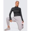 imageCRZ YOGA Womens Butterluxe Long Sleeve Workout Shirts Half Quarter Zip Sweatshirt Athletic Crop Tops Collared TShirtsFaux Leather Black