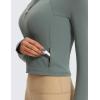 imageCRZ YOGA Womens Butterluxe Long Sleeve Workout Shirts Half Quarter Zip Sweatshirt Athletic Crop Tops Collared TShirtsGrey Sage