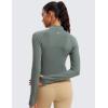 imageCRZ YOGA Womens Butterluxe Long Sleeve Workout Shirts Half Quarter Zip Sweatshirt Athletic Crop Tops Collared TShirtsGrey Sage
