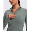 imageCRZ YOGA Womens Butterluxe Long Sleeve Workout Shirts Half Quarter Zip Sweatshirt Athletic Crop Tops Collared TShirtsGrey Sage