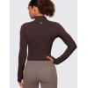imageCRZ YOGA Womens Butterluxe Long Sleeve Workout Shirts Half Quarter Zip Sweatshirt Athletic Crop Tops Collared TShirtsHot Fudge Brown