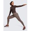 imageCRZ YOGA Womens Butterluxe Long Sleeve Workout Shirts Half Quarter Zip Sweatshirt Athletic Crop Tops Collared TShirtsHot Fudge Brown