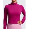 imageCRZ YOGA Womens Butterluxe Long Sleeve Workout Shirts Half Quarter Zip Sweatshirt Athletic Crop Tops Collared TShirtsMagenta Purple
