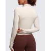 imageCRZ YOGA Womens Butterluxe Long Sleeve Workout Shirts Half Quarter Zip Sweatshirt Athletic Crop Tops Collared TShirtsMojave Tan