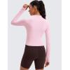 imageCRZ YOGA Womens Butterluxe Long Sleeve Workout Shirts Half Quarter Zip Sweatshirt Athletic Crop Tops Collared TShirtsPink Peony